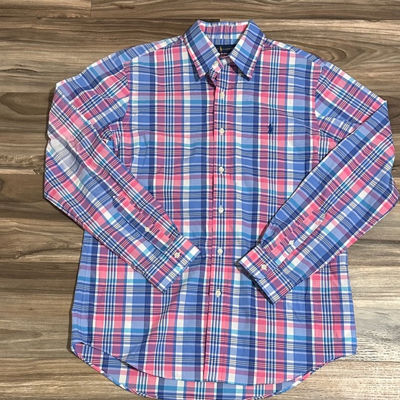 Ralph Lauren Blue Plaid Dress Shirt Button Down Long Sleeve Classic Fit Men’s M - Picture 1 of 7